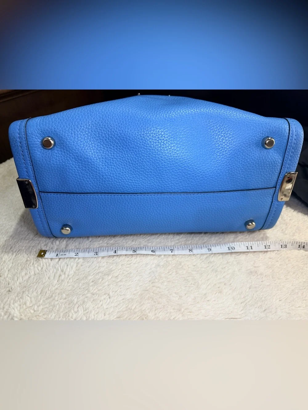 25. NEW Coach Lapis Blue Pebbled Leather Mini Satchel with Silver Hardware